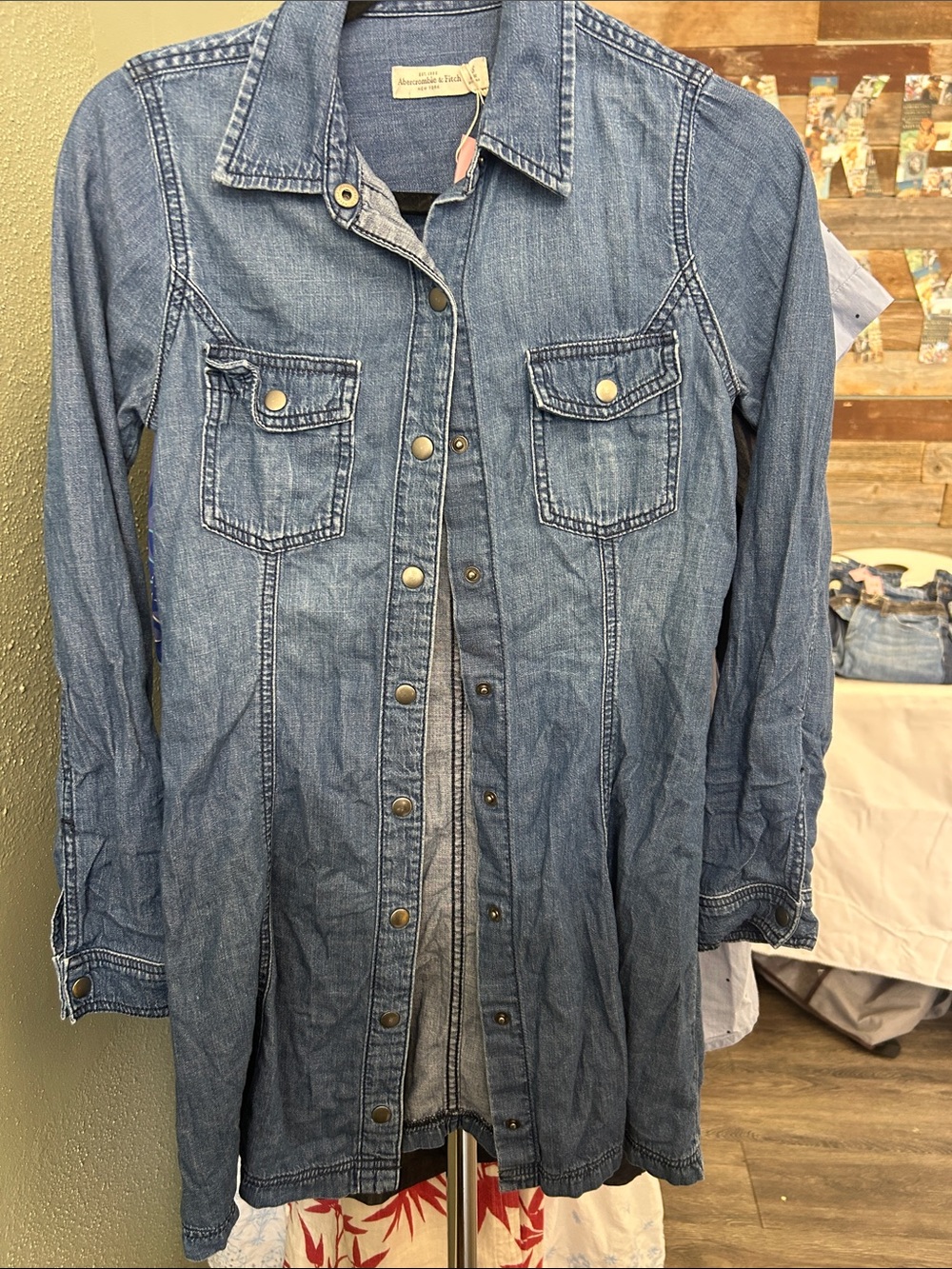 Abercrombie & Fitch Blue Denim Shirt Dress Cotton